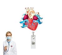 Portacredenciales con Clip Retráctil - Portatarjetas Vertical con Motivo de Corazón - Clip para la Identificación,Para Hombres, Mujeres, Empleado, Asistente, Estudiante, Profesor, Enfermero,