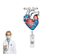 Portacredenciales con Clip Retráctil | Tarjetero vertical con corazón para enfermera,Cierre Retráctil para Gafete,Para Hombres, Mujeres, Empleado, Asistente, Estudiante, Profesor, Enfermero,