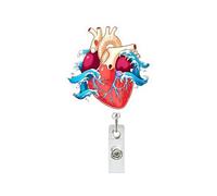 Portacredenciales retráctil | Portanombres Vertical con Patrón de Corazón - Clip para carné | para médico, enfermero, maestro, estudiante, asistente, empleado, mujeres y hombres