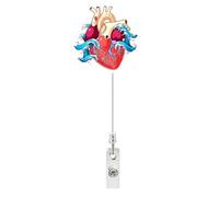 Portacredenciales Retráctil | Portanombres Vertical con Patrón de Corazón - Clip retráctil para carné,Para Hombres, Mujeres, Empleado, Asistente, Estudiante, Profesor, Enfermero,