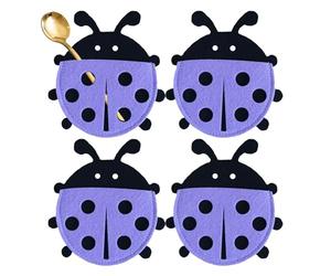 -Portacubiertos de fieltro, portacubiertos para utensilios - Bolsa cortadora de tenedor de mariquita de fieltro - Bolsa de presentación portátil para utensilios de mesa para cucharas, tenedores y
