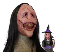 Portada de Halloween aterradora | Máscara de miedo de 9.84 pulgadas | 240 g de máscara de terror realista | Máscaras de látex diabólico con agujeros de respiración, ajuste facial para la noche de Hall