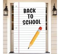 Portada de puerta de regreso a clases, pancarta de papel para puerta del primer día de escuela, decoración de aula, cuaderno de composición, telón de fondo de fotos, pancarta colgante para aula, hogar