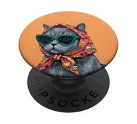 Portada de Revista British Shorthair Fashion Cats Cat Lover PopSockets PopGrip Adhesivo