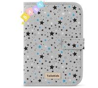 Portadocumentos Bebé - Carpeta para Cartilla Sanitaria y Documentos Médicos | Organizador Impermeable con Cremallera o Botón | Funda para Vacunas y Papeles del Hospital. (ESTRELLAS)