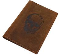 Portadocumentos de cuero de búfalo completo con diseño de ciervo, jabalí, calavera o sin diseño para permiso de conducir, tarjeta de minusvalía, permiso de armas, permiso de caza, etc., Talla única