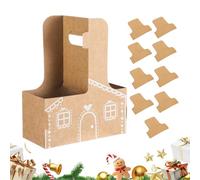 Portador de bebidas, papel navideño con asa | 10 bolsas portátiles para portavasos | para chocolate, dulces, bebidas, taza de café, viajes, camping, picnics, aula, festival, playa