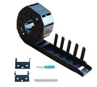 Portador de cadena de arrastre de cable R28 de 39.3 pulgadas, 18 x 50 mm (alto x ancho), plástico negro, interior abierto para fresadora CNC e impresora 3D, con extremos adicionales, destornillador,