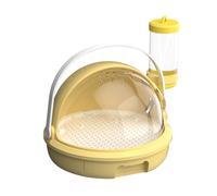 Portador de viaje para hámster, jaula mediana portátil transpirable con tapa giratoria, botella de agua para viajes seguros al aire libre, limpieza de fácil acceso con bloqueo , de