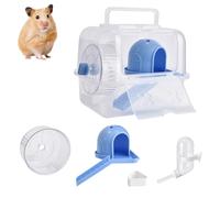 Portador de viaje para hámster, jaula portátil y transpirable para mascotas, recinto multifuncional para animales pequeños con accesorios para cobayas y uso al aire libre