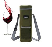 Portador de vino plegable - Bolsa de transporte para botellas de vino, bolsa de viaje para botellas de vino, bolsa para bebidas portátil con asa, portador de vino plegable, verde militar, ver