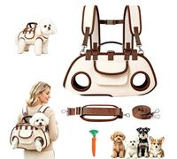 Portador portátil Transpirable for Mascotas 2 en 1, tracción Multifuncional | Mochila y bandolera con manos libres, mochila for mascotas delantera y trasera libres for perros pequeños(Beige-B,S)