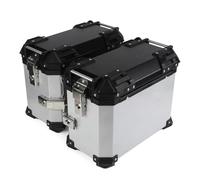 Portaequipajes Caja Equipaje Lateral Trasera Universal Motocicleta 28 L Caja Herramientas Viaje con Cerradura Aleación Aluminio Motocicleta Soporte(28L Silver (1 Pair))