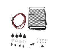 Portaequipajes de techo RC de tamaño mediano con 4 luces LED, portaequipajes de techo metálico para coche crawler RC Axial SCX10 a escala 1/10, accesorio de iluminación controlado (4 blancos)