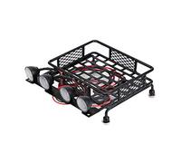 Portaequipajes de techo RC de tamaño pequeño con 4 luces LED, portaequipajes de techo metálico para coche crawler RC Axial SCX10 a escala 1/10, accesorio RC de luz redonda con (2 blanco 2)