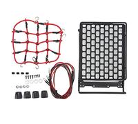 Portaequipajes para coche RC universal con luces LED y red de equipaje, accesorio para coche de control remoto a escala 1/10, 1/12, 1/14 para un mayor realismo y transporte de carg (Lámpara cuadrada)