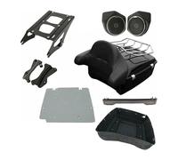 Portaequipajes para Moto para Street para Glide FLHX 2014-2024 Paquete Motocicleta Portaequipajes Respaldo Altavoz Luz Trasera(len Smoke Rack Black)