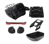 Portaequipajes para Moto para Touring para Street para Electra para Glide para Road para King 2014-2023 Baúl Pack Motocicleta Altavoz De 6,5" Y Portaequipajes(Black-Red)