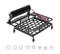 Portaequipajes para techo de coche RC con luz LED, compatible con Traxxas, Axial, HSP, HPI; soporte de carga para techo en color negro mate con 8 luces LED blancas