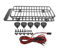 Portaequipajes para techo de metal RC para Traxxas -4 Axial SCX10, accesorio ligero y duradero para coches RC con 5 luces LED, color negro