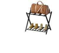 Portaequipajes Portaequipajes Plegable for habitación de Invitados, Soporte Plegable for Maleta con Bloqueo magnético único y Estante de Acero Portaequipajes Dormitorio(Black)