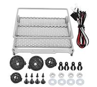 Portaequipajes RC con Luz LED, Portaequipajes de Metal Duradero para MN 1/12 RC Crawler, 15,5 X 10,1 X 2,5 Cm, Entusiastas de los Coches con Control Remoto (Silver)