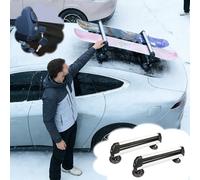 Portaesquis Portaesquís/Snowboard con Cerradura para Enganche, Soporte para Bastones de Esquí sin Barra con Ventosas Ajustables, 2 PCS Porta Skis para Coche(Silver)