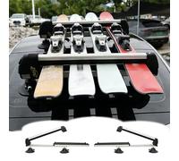 Portaesquis Portaesquís Telescópico sin Barras (2 Unidades) Almacenamiento Universal para Tablas de Snowboard, Surf y Esquís en El Techo, Porta Skis para Coche(Silver)