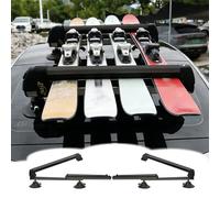 Portaesquis Portaesquís Telescópico sin Barras (2 Unidades) Almacenamiento Universal para Tablas de Snowboard, Surf y Esquís en El Techo, Porta Skis para Coche(Black)