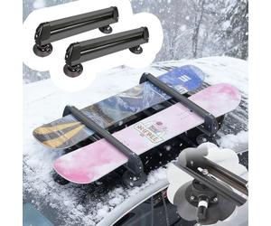 Portaesquis Portaesquís y Portasnowboard con Ventosa Ajustable, Portaequipajes de Techo Sin Barras y con Cerradura de 78 cm de Largo, Portaesquis Magnetico(Black)