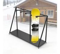 Portaesquis Soporte para Tablas de Snowboard con Ruedas para Exterior de Cobertizo, Carrito Inclinable Independiente para Guardar Tablas, Portaesquís(5 Hooks)