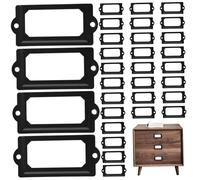 Portaetiquetas, 32PCS 70x33mm Portaetiquetas de Metal Negro, Estante fácil de Usar para Biblioteca de Oficina, cajón de Archivos, gabinete de Etiquetas, estantes, cajón de Metal