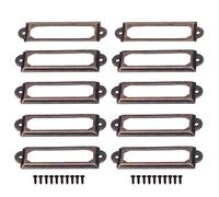 Portaetiquetas de Metal 10Pcs Antiguo Soporte para la Etiqueta Soporte De Etiqueta De Cajon Titular de Etiquetas Marco De Etiquetas De Bronce para Cajón Archivador Gabinetes (60x18mm)