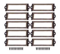 Portaetiquetas de Metal 10Pcs Antiguo Soporte para la Etiqueta Soporte De Etiqueta De Cajon Titular de Etiquetas Marco De Etiquetas De Bronce para Cajón Archivador Gabinetes (83x 30mm)