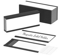 Portaetiquetas Magnéticas, 20pcs Magnéticas Titulares de Etiquetas con protectores de plástico transparente, Soportes de Tarjetas Datos para Estanterías Metálicas, pizarra blanca, 100x40mm