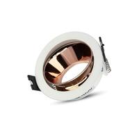 Portafaretto LED empotrable GU10 redondo color blanco con soporte orientable oro rosa