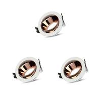 Portafaretto LED empotrable GU10 redondo color blanco con soporte orientable oro rosa (Paquete de 3)