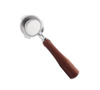 Portafilter sin fondo con cesta de acero inoxidable 3 orejas y mango madera maciza juego completo cuchara cepillo limpieza piezas reemplazo para mejora la extracción espresso compatibles DeLonghi EC68