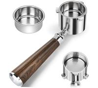 Portafiltro 51mm Sin Fondo 3 Orejas, Nogal Negro Acero Inox, Cesta Incluida | Portafiltro naked 51mm 3 orejas acero 304, mango nogal negro. Compatible De'Longhi La Specialista EC9335 EC9155 EC9355.