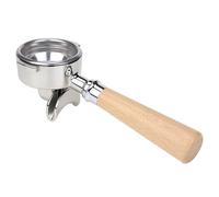 Portafiltro, 58 mm, doble boquilla, portafiltro sin fondo para E61, cesta de filtro con mango de madera, boquilla duradera para orejas para la serie Barista y cafetera espresso (madera de haya)