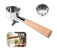 Portafiltro de 51 mm, 3 orejas, filtro portafiltro con doble caño, acero inoxidable con mango de madera para DeLonghi Dedica EC685/EC680, filtro portafiltro espresso, accesorios de café para amantes