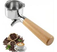 Portafiltro de 51 mm para DeLonghi Dedica EC680 EC685 & Smeg, filtro portafiltro de acero inoxidable con mango ergonómico de madera premium, doble caño, diseño de 3 orejas, filtro portafiltro de