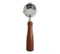 Portafiltro de doble boquilla de 51 mm con mango de madera maciza de 3 orejas, compatible con máquinas espresso, cesta de acero inoxidable