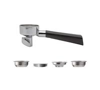 Portafiltro LELIT de 2 vías LELIT58 - Caño doble - Incluye filtro de acero inoxidable - Mango de madera - PLA582W - Plata/Marrón