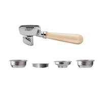 Portafiltro LELIT de 2 vías LELIT58 - Caño doble - Incluye filtro de acero inoxidable - Wood Handle - PLA582M - Silver/Maplewood