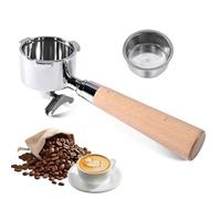 Portafiltro portafiltros de acero inoxidable para café espresso de 51 mm, mango de madera, cesta sin presión, compatible con máquinas de café DeLonghi Dedica EC680 EC685 Smeg