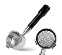 Portafiltro sin fondo, 51 mm, compatible con cafeteras espresso DeLonghi Dedica EC680/EC685/EC885, cafeteras espresso, portafiltros de café con 3 orejas, mango de madera y cesta de filtro de acero