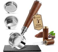 Portafiltro sin fondo de 51 mm - compatible con DeLonghi Dedica EC680/EC685, Portafiltros de 51 mm con 2 filtros de acero inoxidable y agitador de café de 5 agujas - 3 Ears