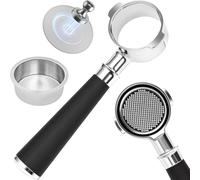 Portafiltro sin fondo de 51 mm con 2 orejas, compatible con De’Longhi ECOV311, ECOV310, EC260, ECP35.31, ECP33.21 y ECP31.21, incluye Puck Screen de 0,2 mm y cestillo para 2 tazas