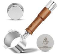 Portafiltro sin fondo de 51 mm con 3 orejas para cafetera De-longhi La Specialista EC9335 9155 9355 9665, cesta de filtro de acero inoxidable 100% y pantalla de disco, mango de nogal